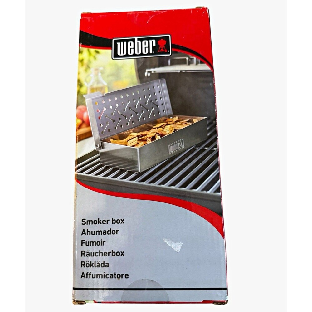 Weber 7576 Stainless Steel Smoker Box Grill Wood Chip Holder New